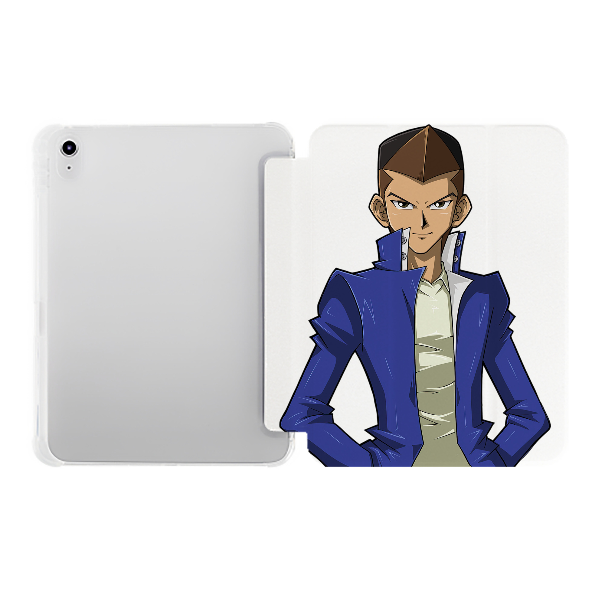 （画像用） 遊☆戯☆王 Yu-Gi-Oh! IPad ケース ペン収納付き 三つ折りスタンド PUレザー×シリコン 対応機種9.5/10.5/10.9インチ